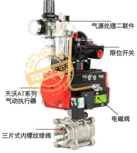 Q611F三片式氣動內(nèi)螺紋球閥實物圖