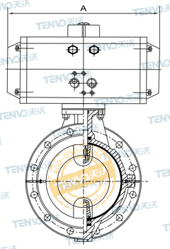D641F46氣動法蘭式襯氟蝶閥結構圖